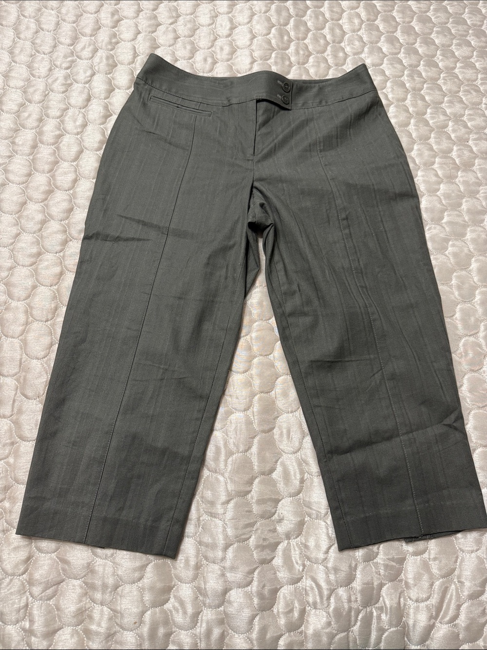 Nine West Dark olive Pinstripe Capri Pants